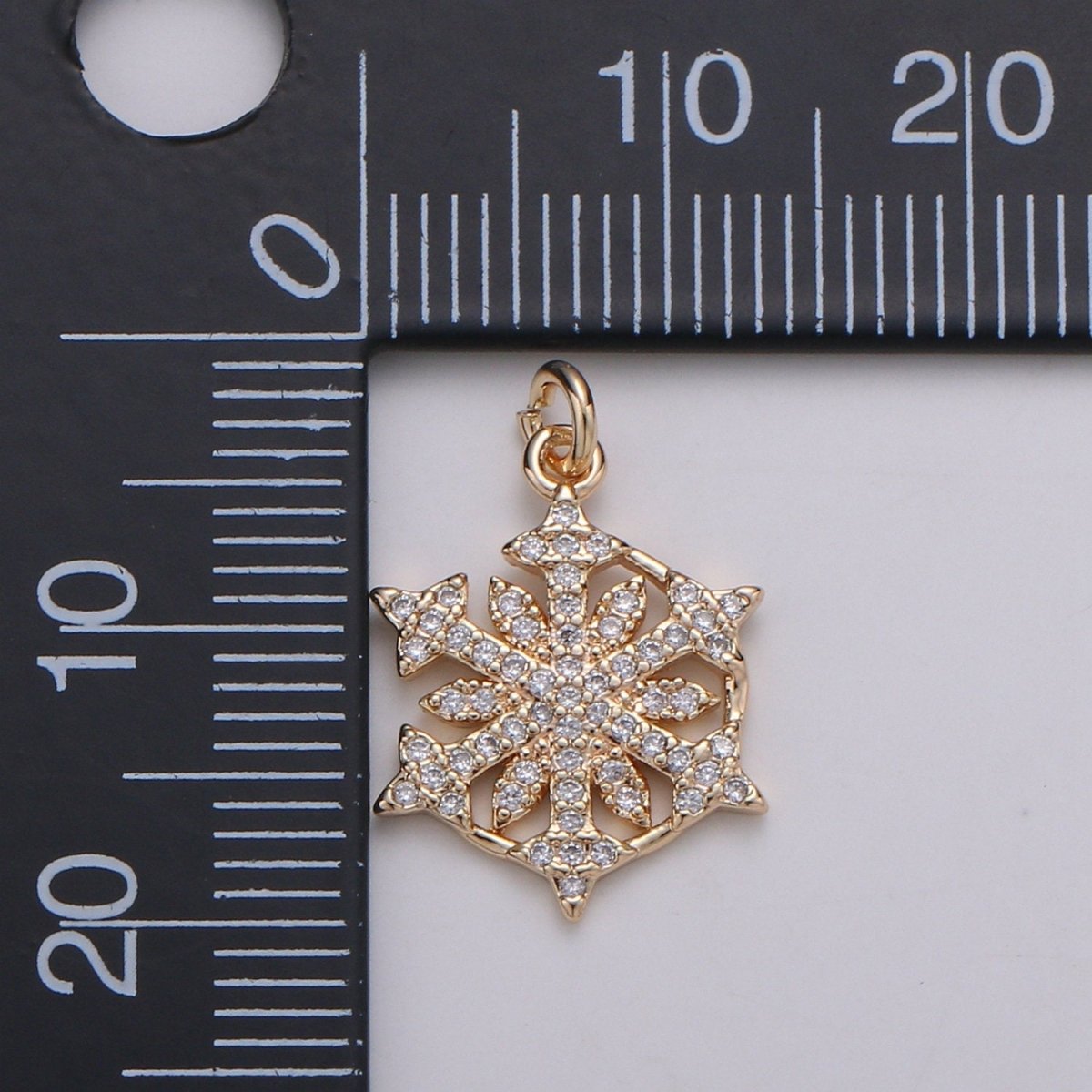 24K Gold Filled Snow Flake Charm Micro Pave Snow Charm, Northstar Cubic Charms, CZ Gold ClearCharm, Dainty Minimalist Jewelry Supply D-741