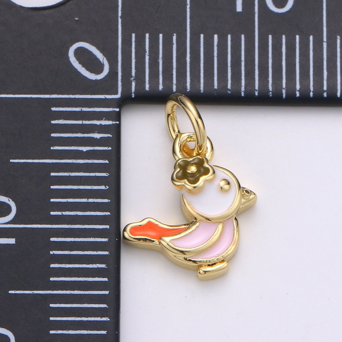 24K Gold Filled Soft  Pink Chicken Charm D-932