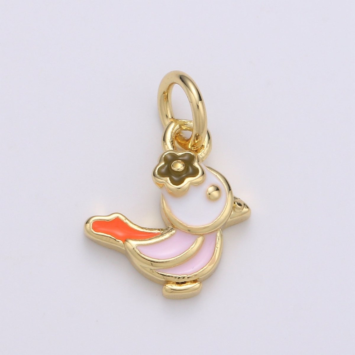 24K Gold Filled Soft  Pink Chicken Charm D-932