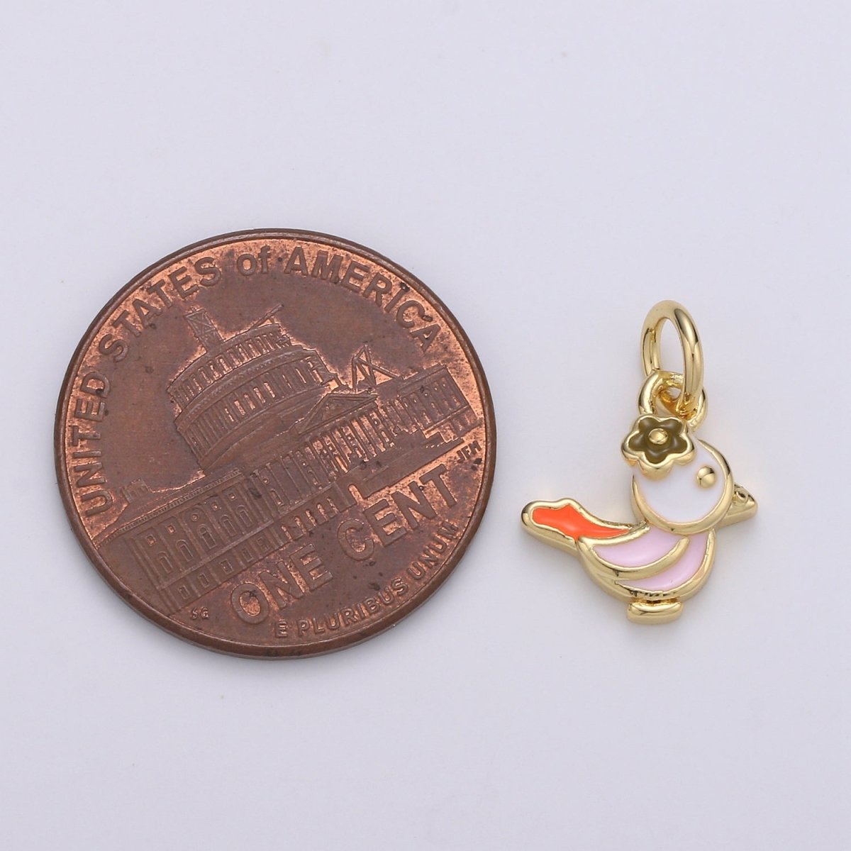24K Gold Filled Soft  Pink Chicken Charm D-932