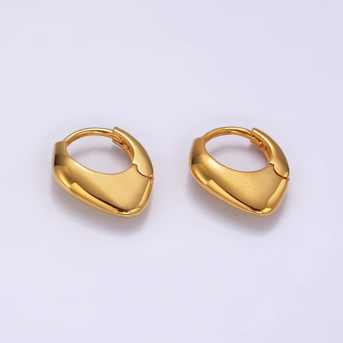 24K Gold Filled Sphere Triangle Dome Huggie Earrings | AE1010