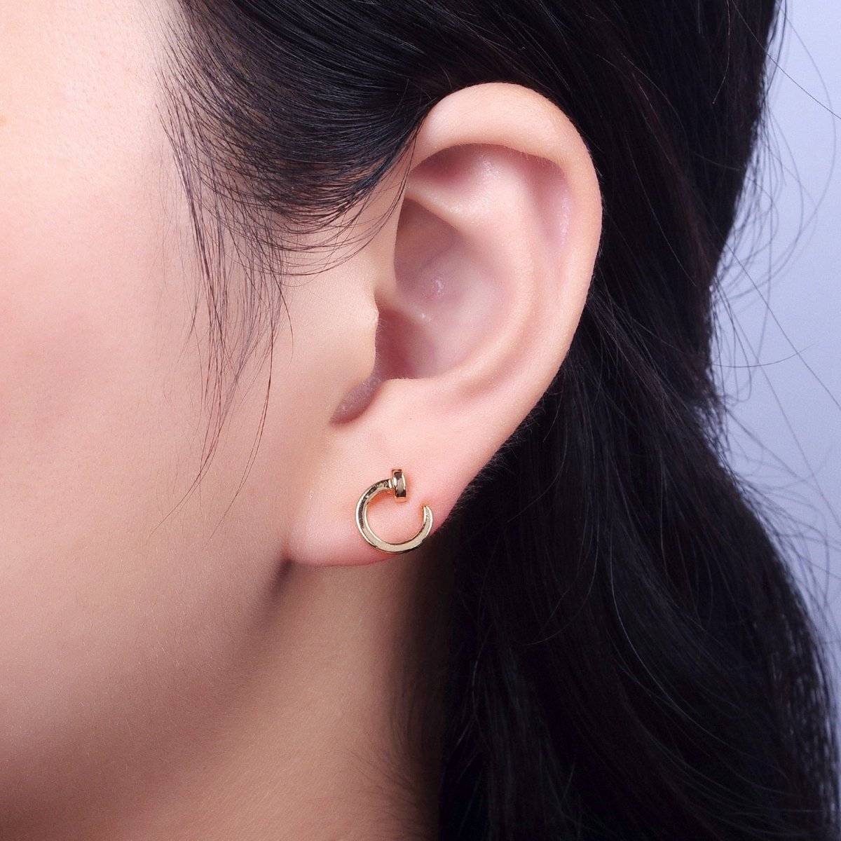 24K Gold Filled Spiral Nail Stud Earrings | AD-101