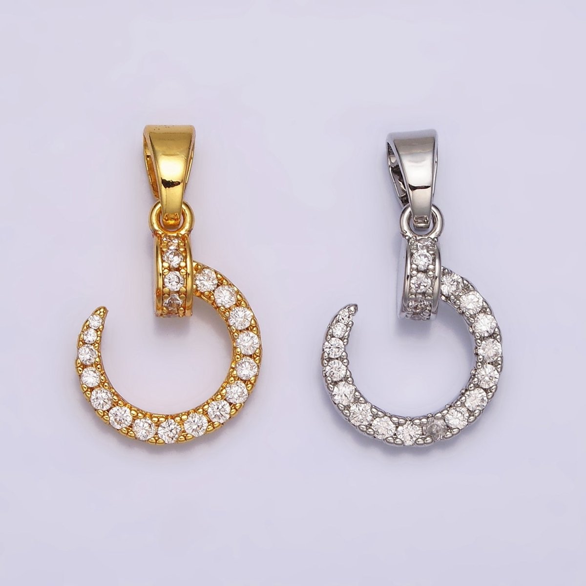 24K Gold Filled Spiral Needle Nail Micro Paved CZ Pendant in Gold & Silver | AA475 AA476