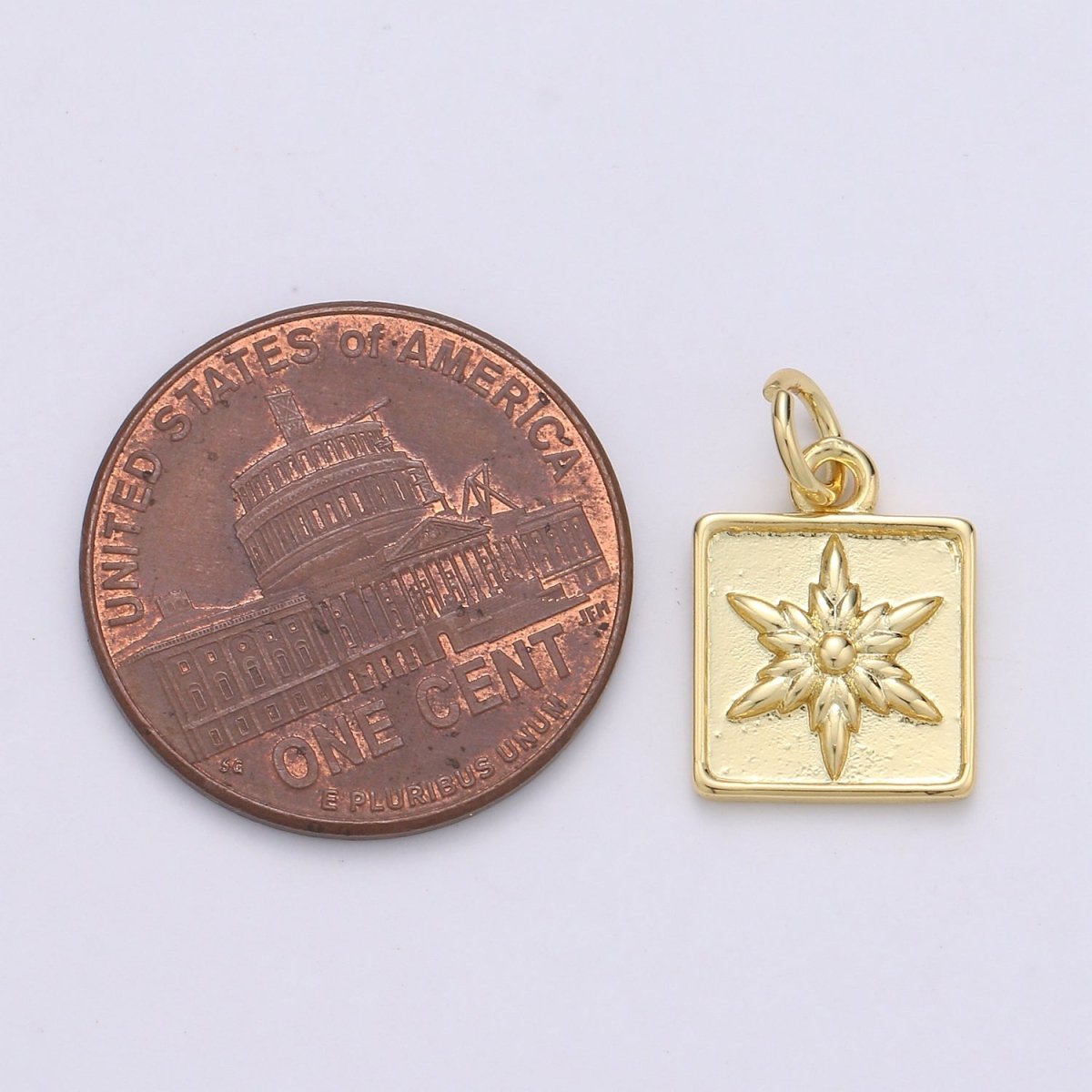 24K Gold Filled Star Square Charm D-913