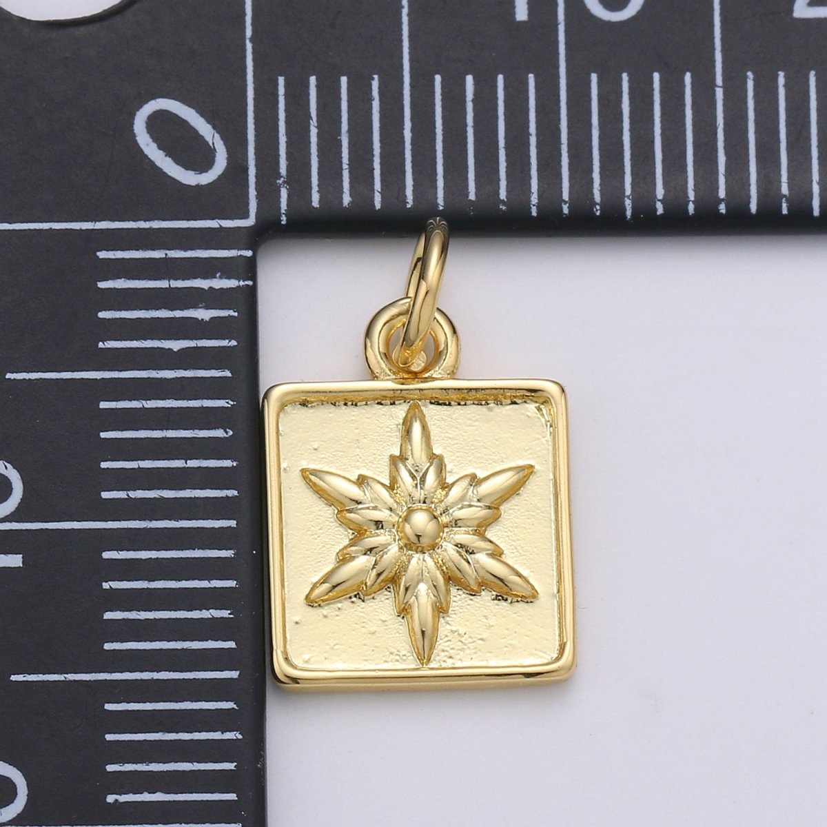 24K Gold Filled Star Square Charm D-913