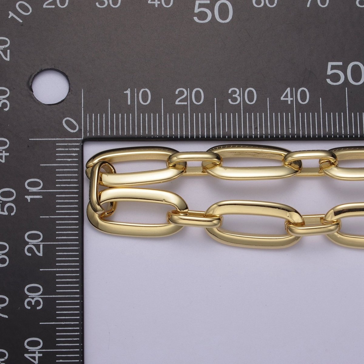 24K Gold Filled Statement Oval PaperClip Cable Chain By yard For Jewelry Making | ROLL-697 Clearance Pricing
