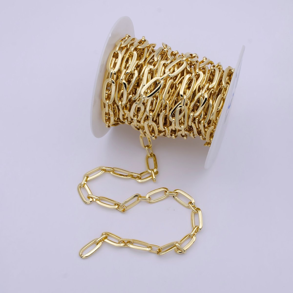 24K Gold Filled Statement Oval PaperClip Cable Chain By yard For Jewelry Making | ROLL-697 Clearance Pricing
