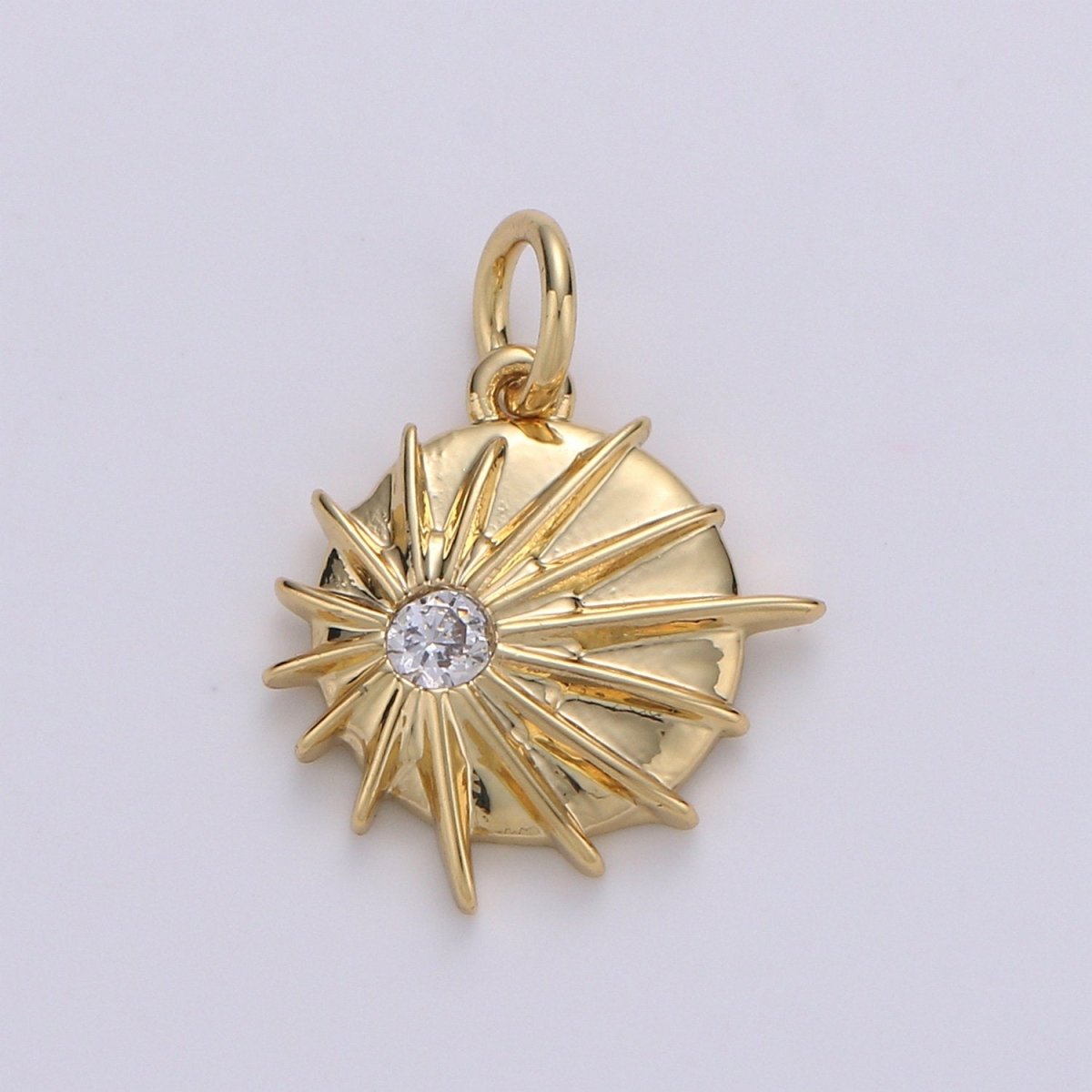 24k Gold Filled Sun Charm Pendant, Dainty Celestial Pendant CZ SunBurst Necklace Earring Charm Bohmeian Boho Jewelry Supply D-213