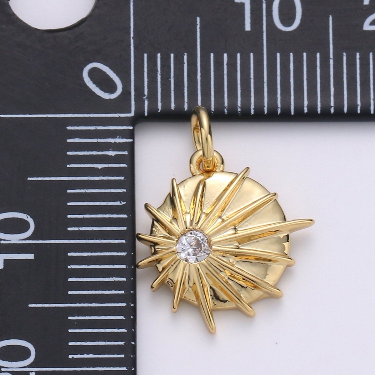 24k Gold Filled Sun Charm Pendant, Dainty Celestial Pendant CZ SunBurst Necklace Earring Charm Bohmeian Boho Jewelry Supply D-213