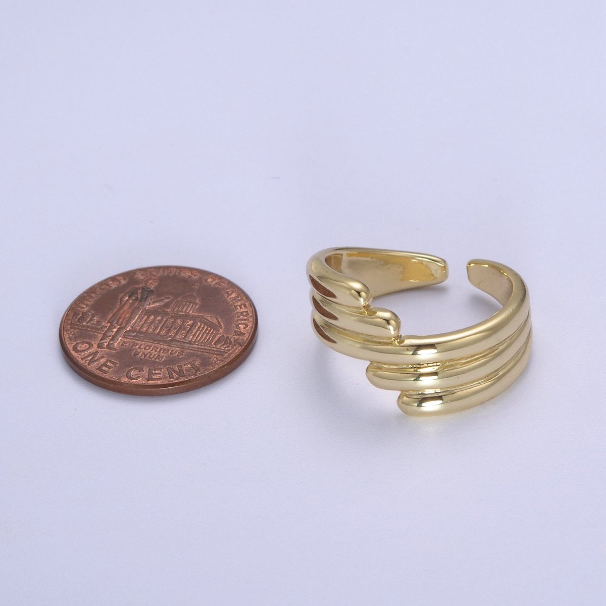 24K Gold Filled Textured Ring, Stackable Open Claw Gold Band Ring, Statement Bridesmaid Ring U-461