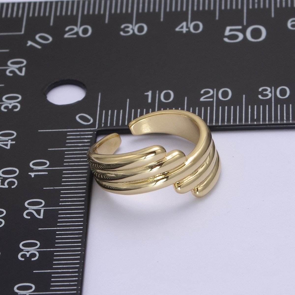 24K Gold Filled Textured Ring, Stackable Open Claw Gold Band Ring, Statement Bridesmaid Ring U-461
