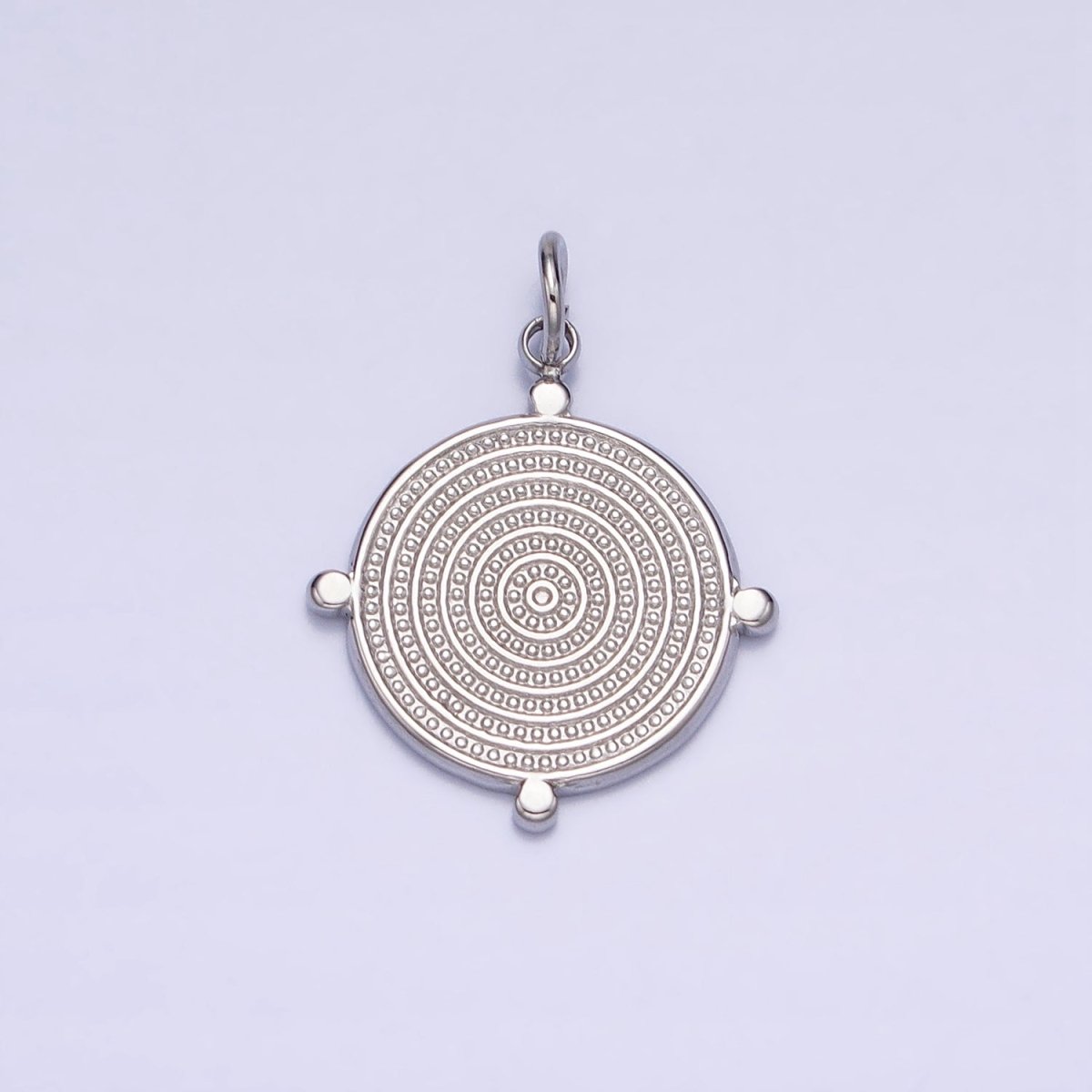 24K Gold Filled Textured Round Dotted Outline Charm in Gold & Silver | AC593 AC594