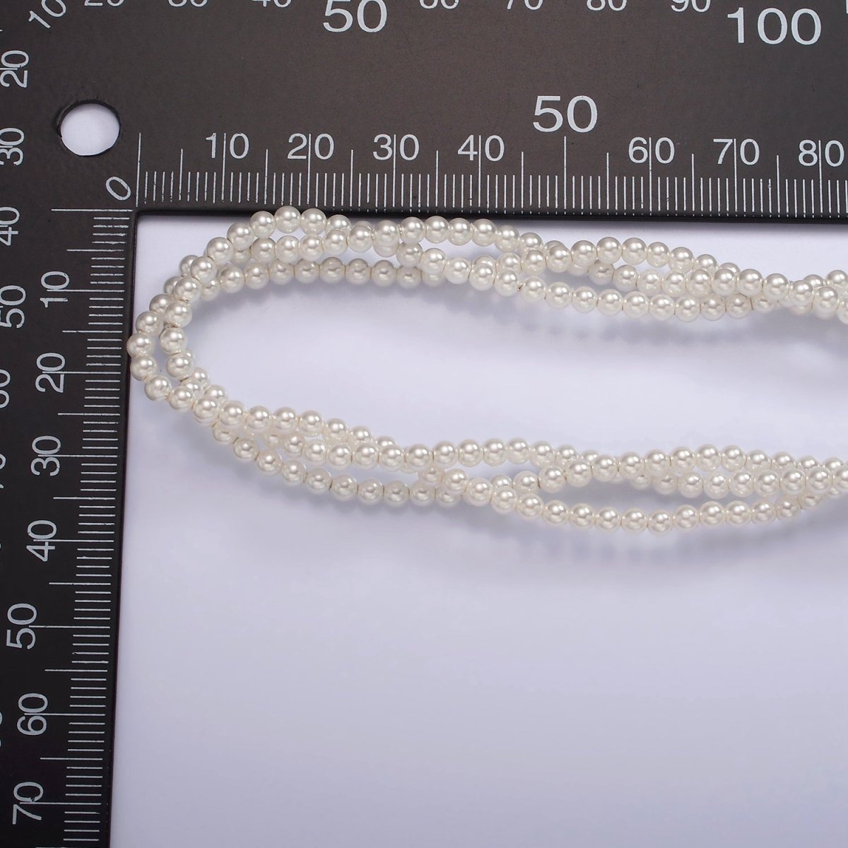 24K Gold Filled Triple 3mm Round Shell Pearl 17 Inch Choker Necklace w. Extender | WA-2330 Clearance Pricing