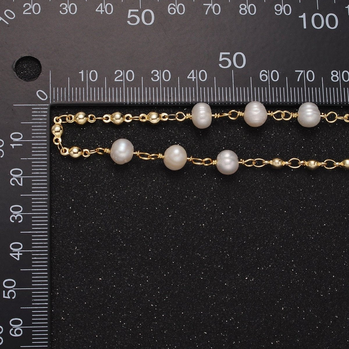 24K Gold Filled Triple Button Triple Freshwater Pearl Multiple Bead Unfinished Chain For Jewelry Making | ROLL-1406 Clearance Pricing