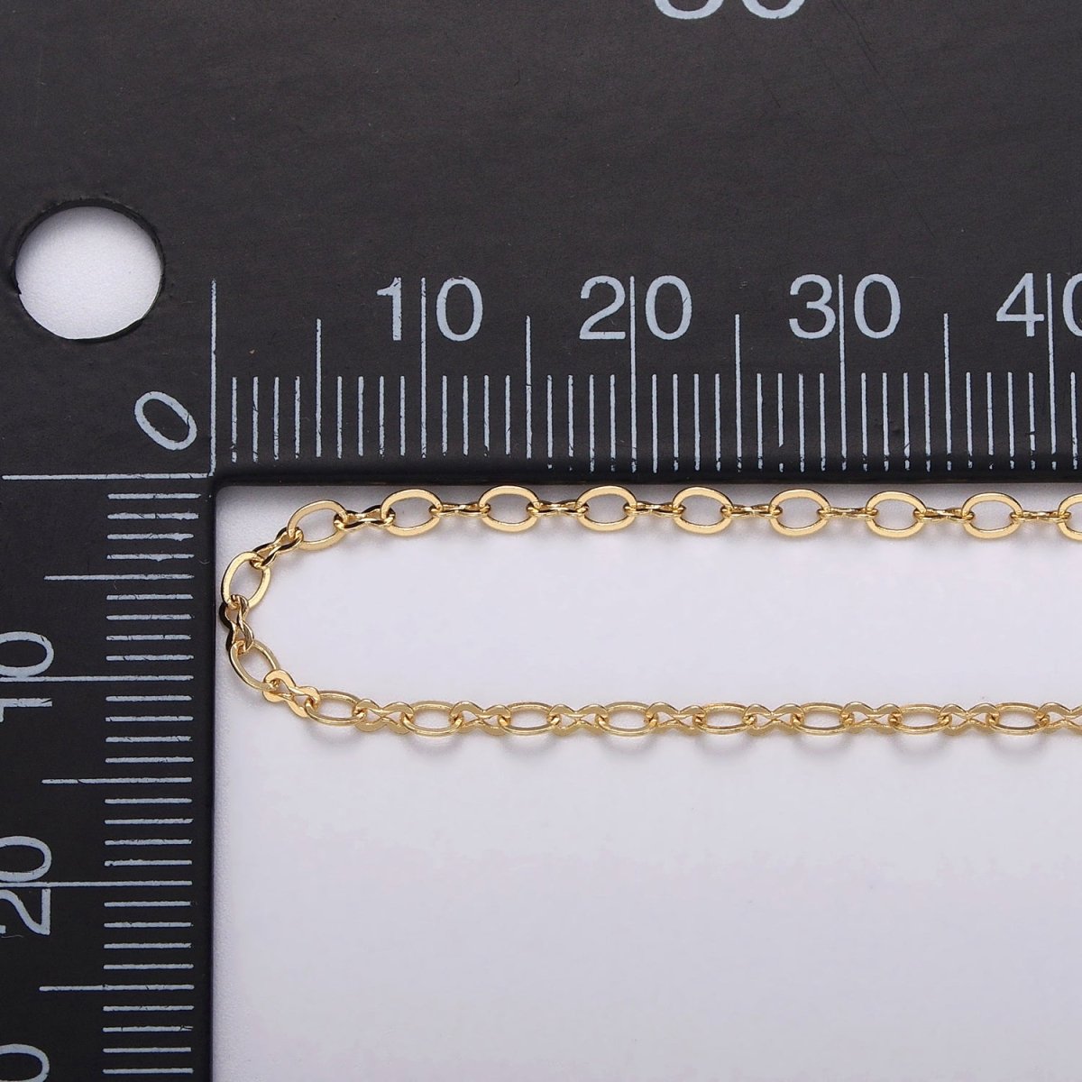 24k Gold Filled Unique Cable Figure Eight Link Unfinished Dainty Chain by Yard in Gold & Silver | ROLL-1039, ROLL-1098 Clearance Pricing
