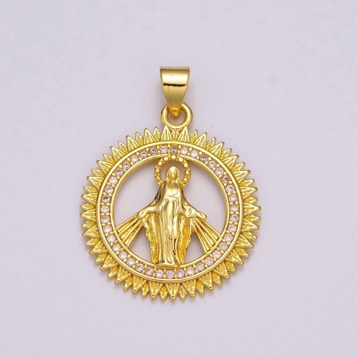 24k Gold Filled Virgin Coin Mary Pendant, Gold Medallion Necklace Miraculous Lady Layering Necklace, Religious Necklace, Gift For Her N-1392