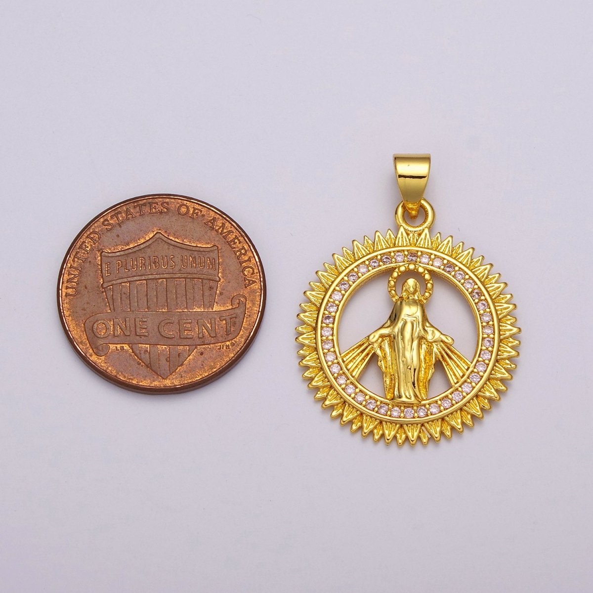 24k Gold Filled Virgin Coin Mary Pendant, Gold Medallion Necklace Miraculous Lady Layering Necklace, Religious Necklace, Gift For Her N-1392