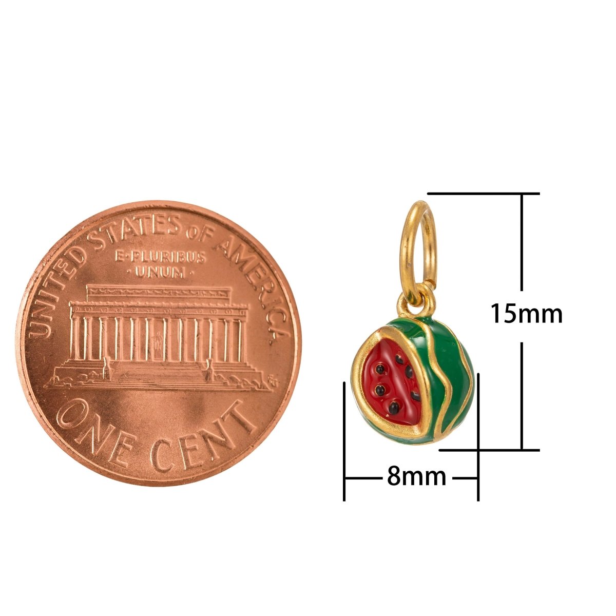 24k Gold Filled Watermelon Charm Red Watermelon Bracelet Necklace Earring Anklet Charm C-703
