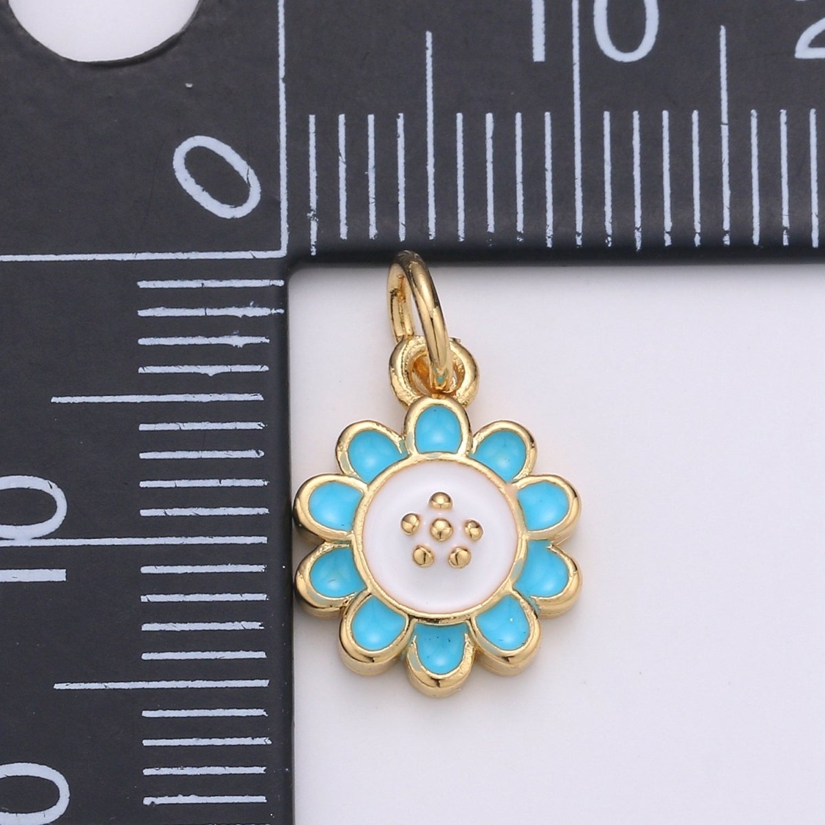 24K Gold Filled White and Tosca Flower Charm D-930