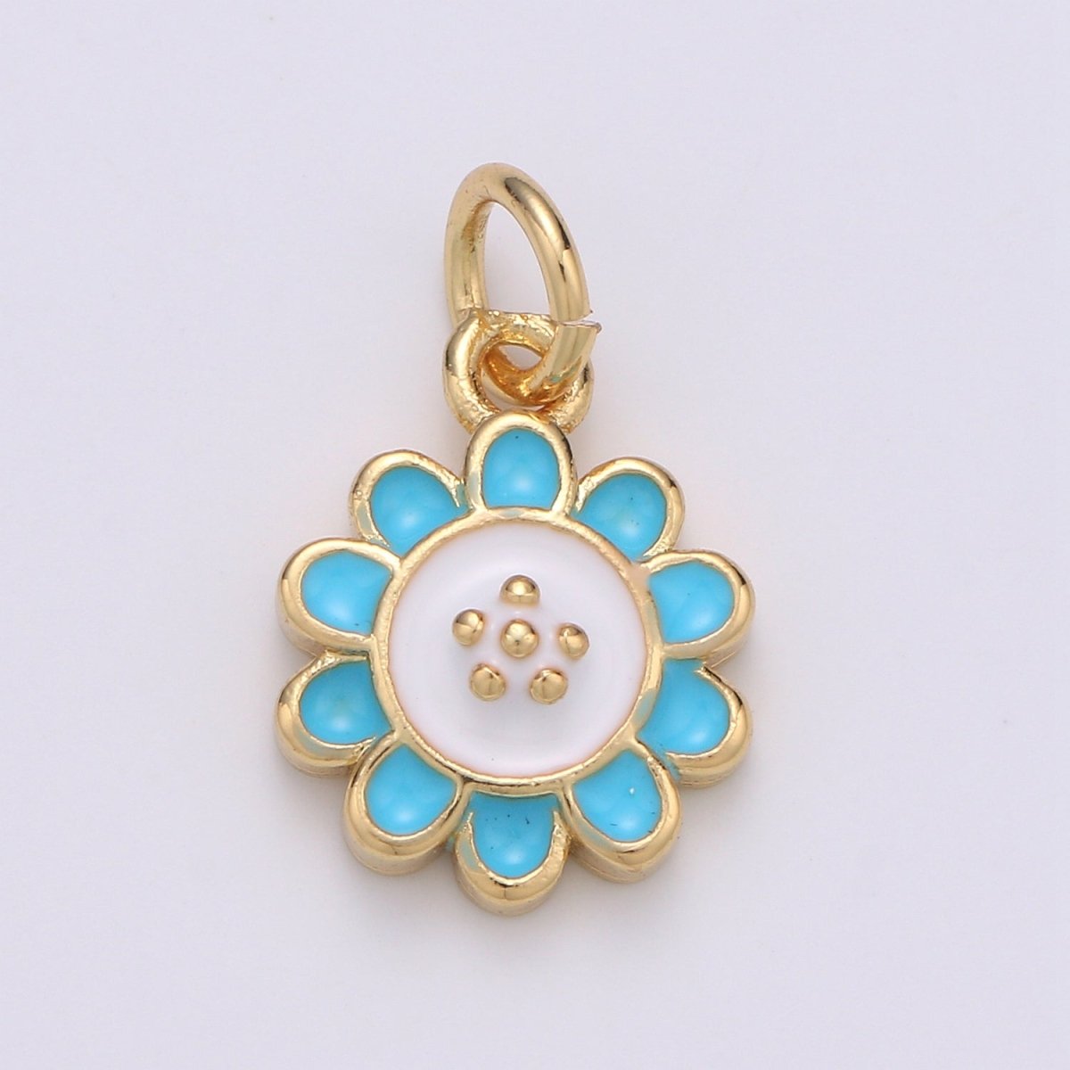 24K Gold Filled White and Tosca Flower Charm D-930