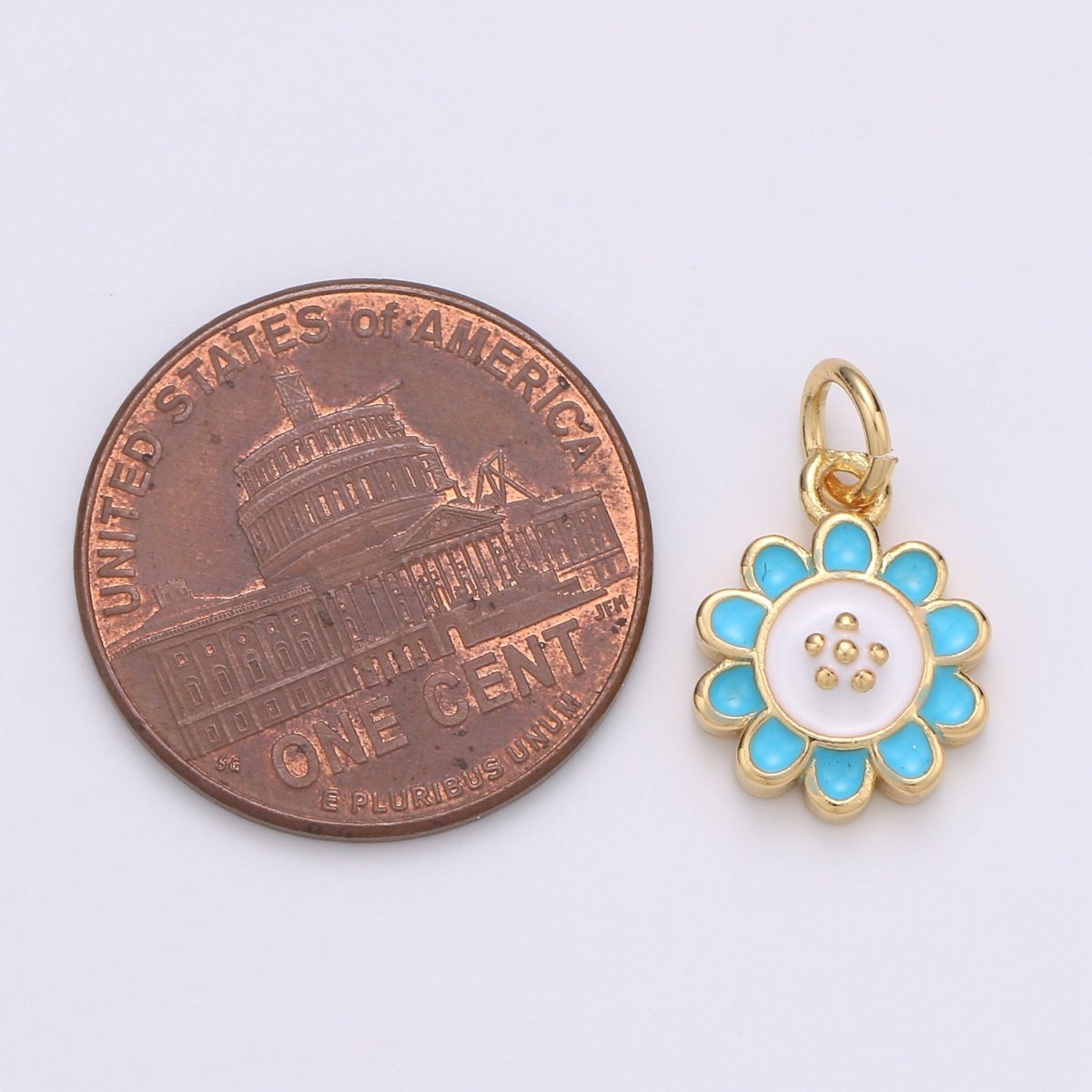 24K Gold Filled White and Tosca Flower Charm D-930