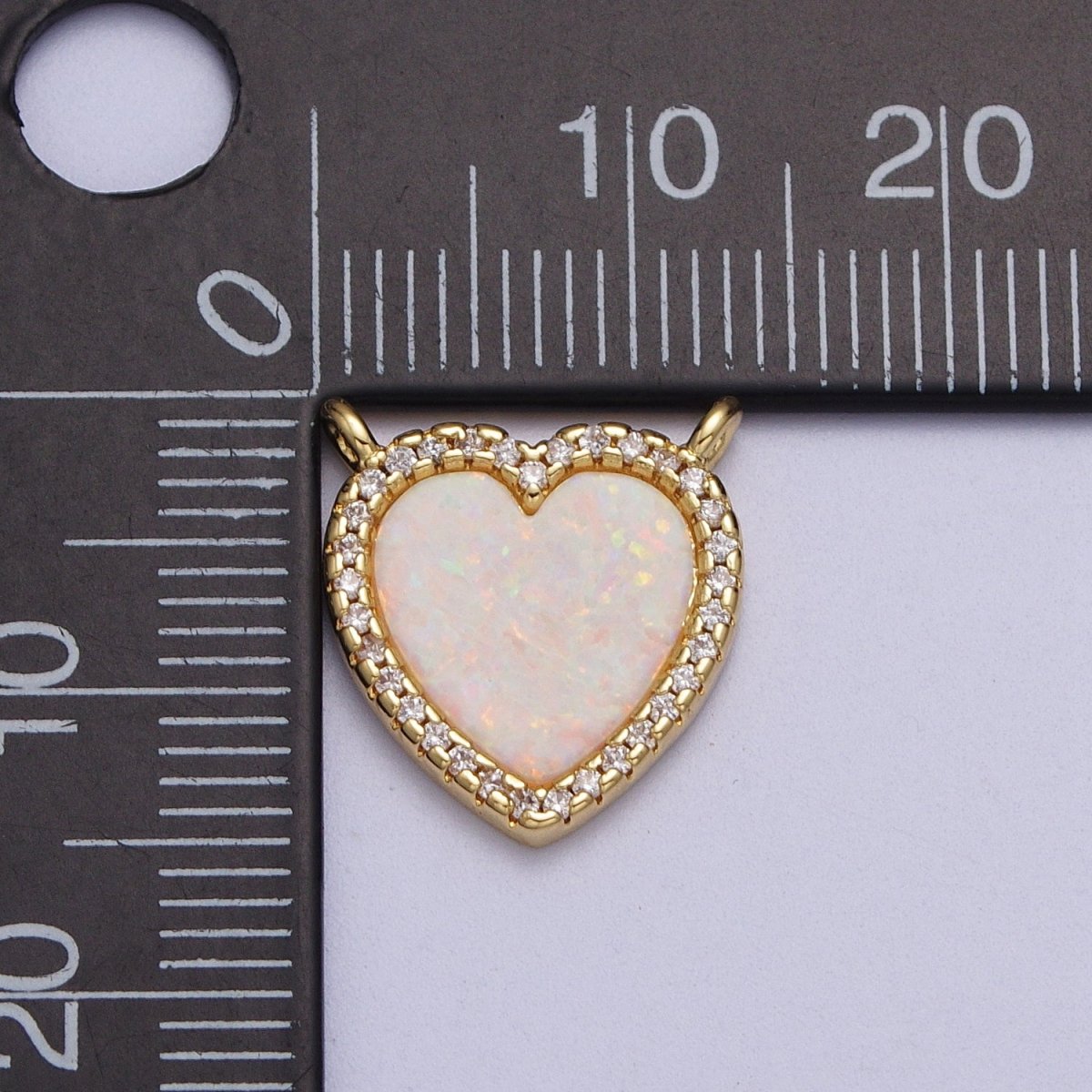 24K Gold Filled White Opal Heart Micro Paved CZ Connector | Y-658