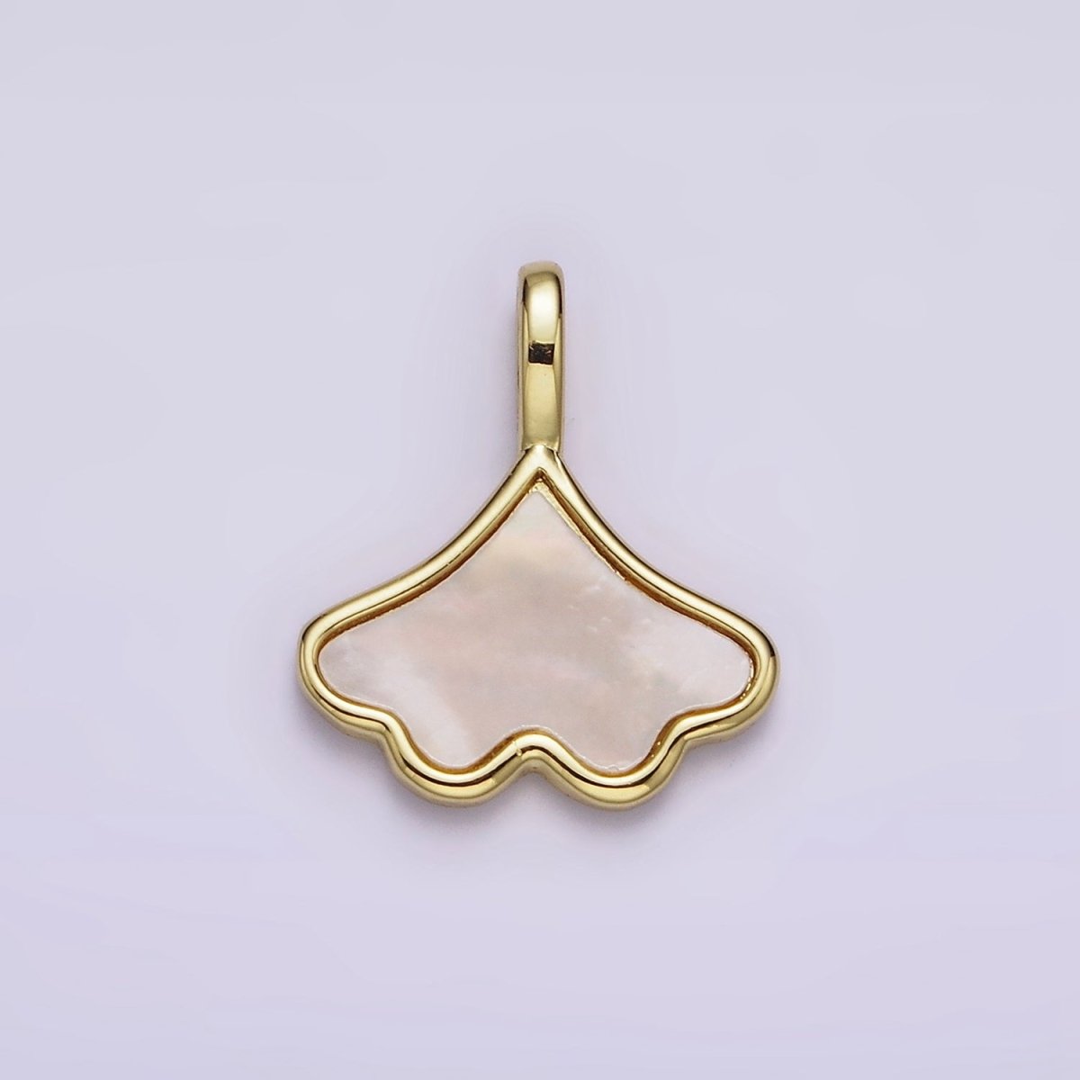 24K Gold Filled White Shell Pearl Clam Sea Shell Charm | AC1425