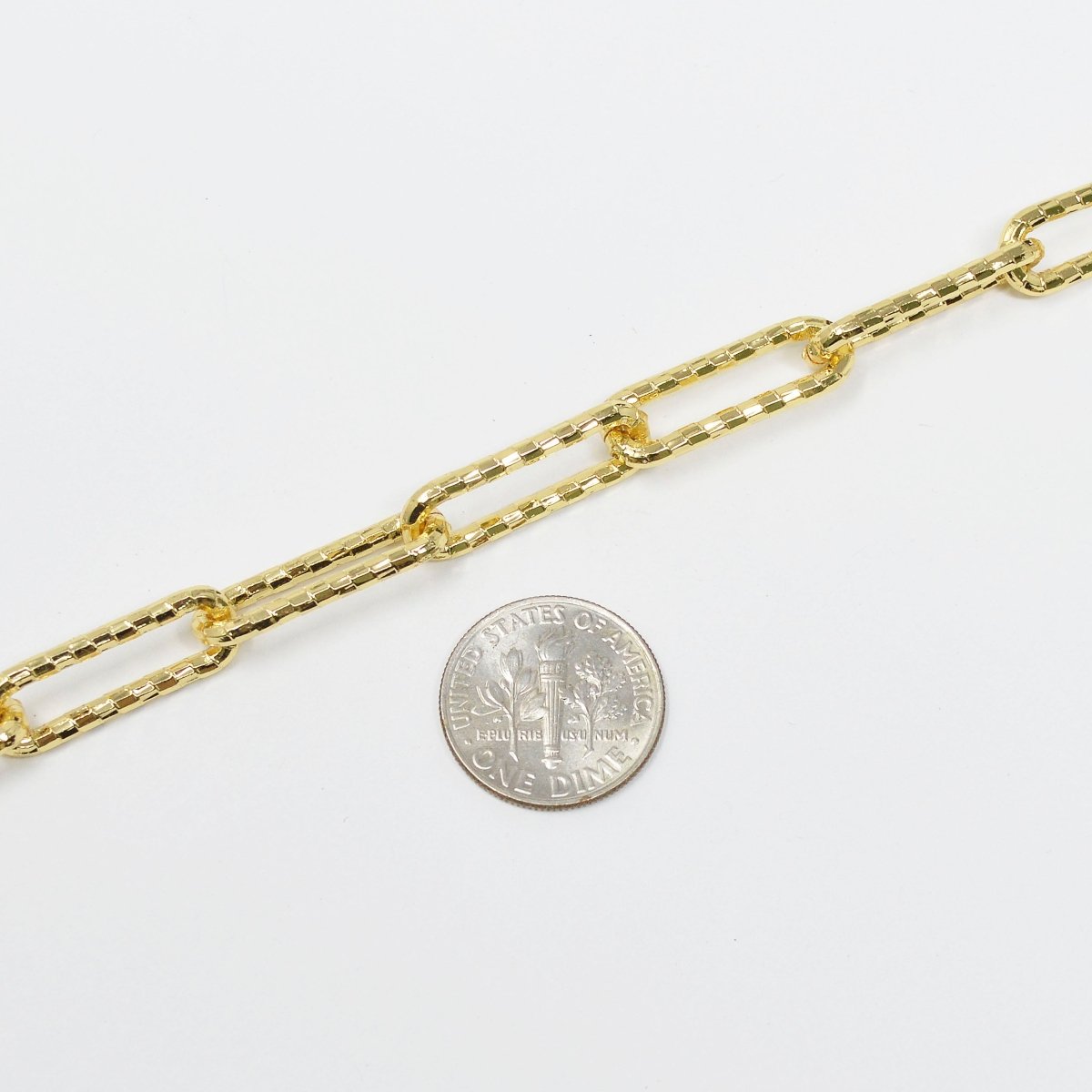 24K Gold Filled Woven Embossed UNIQUE PAPERCLIP Chain by Yard,  Chain For Jewelry Making, Necklace Bracelet Anklet Component Supply | ROLL-425 Clearance Pricing