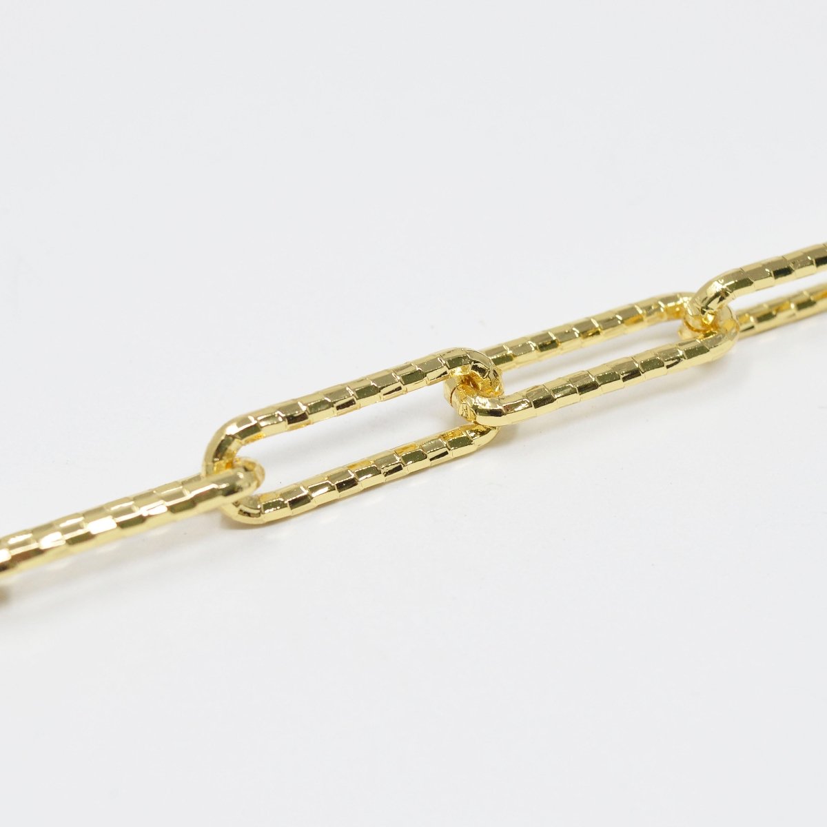 24K Gold Filled Woven Embossed UNIQUE PAPERCLIP Chain by Yard,  Chain For Jewelry Making, Necklace Bracelet Anklet Component Supply | ROLL-425 Clearance Pricing