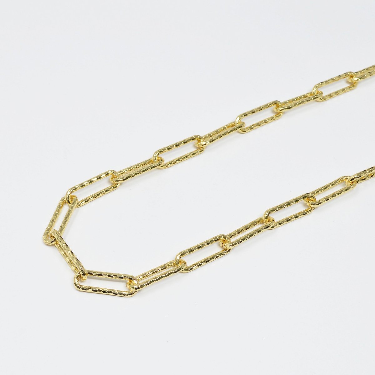 24K Gold Filled Woven Embossed UNIQUE PAPERCLIP Chain by Yard,  Chain For Jewelry Making, Necklace Bracelet Anklet Component Supply | ROLL-425 Clearance Pricing
