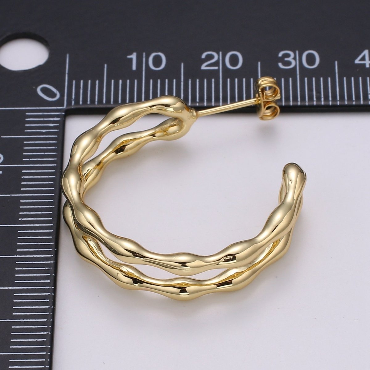 24k Gold Hoop Earring Jewelry, Chunky Hoop Earrings, Gold Hammered Hoops, 28x33mm Hoop Earrings Q-426