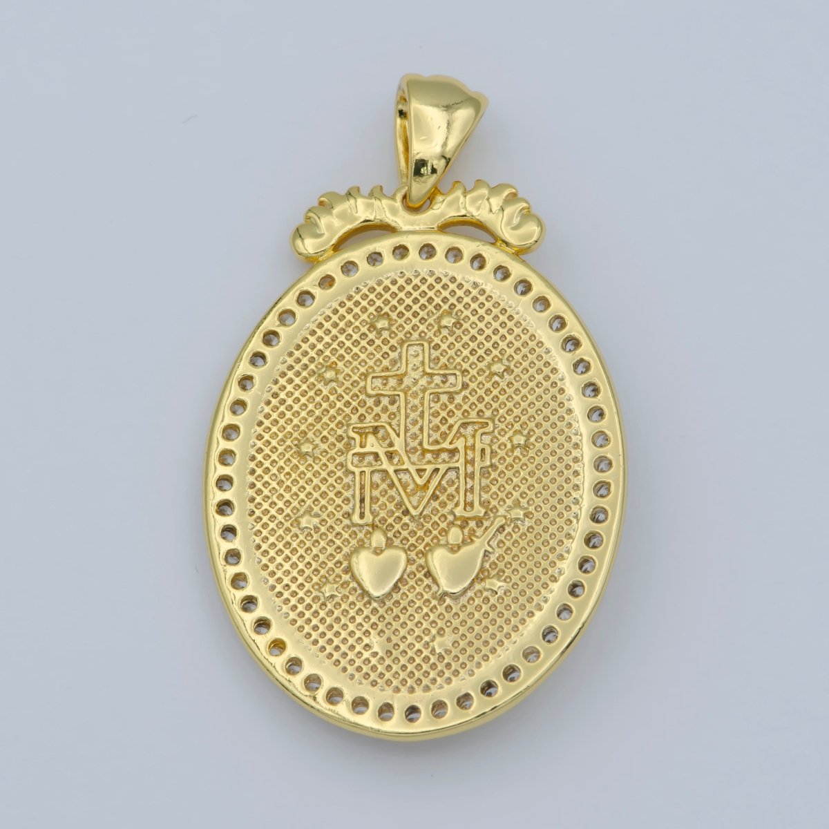24k Gold Micro Pave Lady Guadalupe Charm, Cubic Zirconia Virgin Mary Pendant Medallion For Religious DIY Jewelry I-074