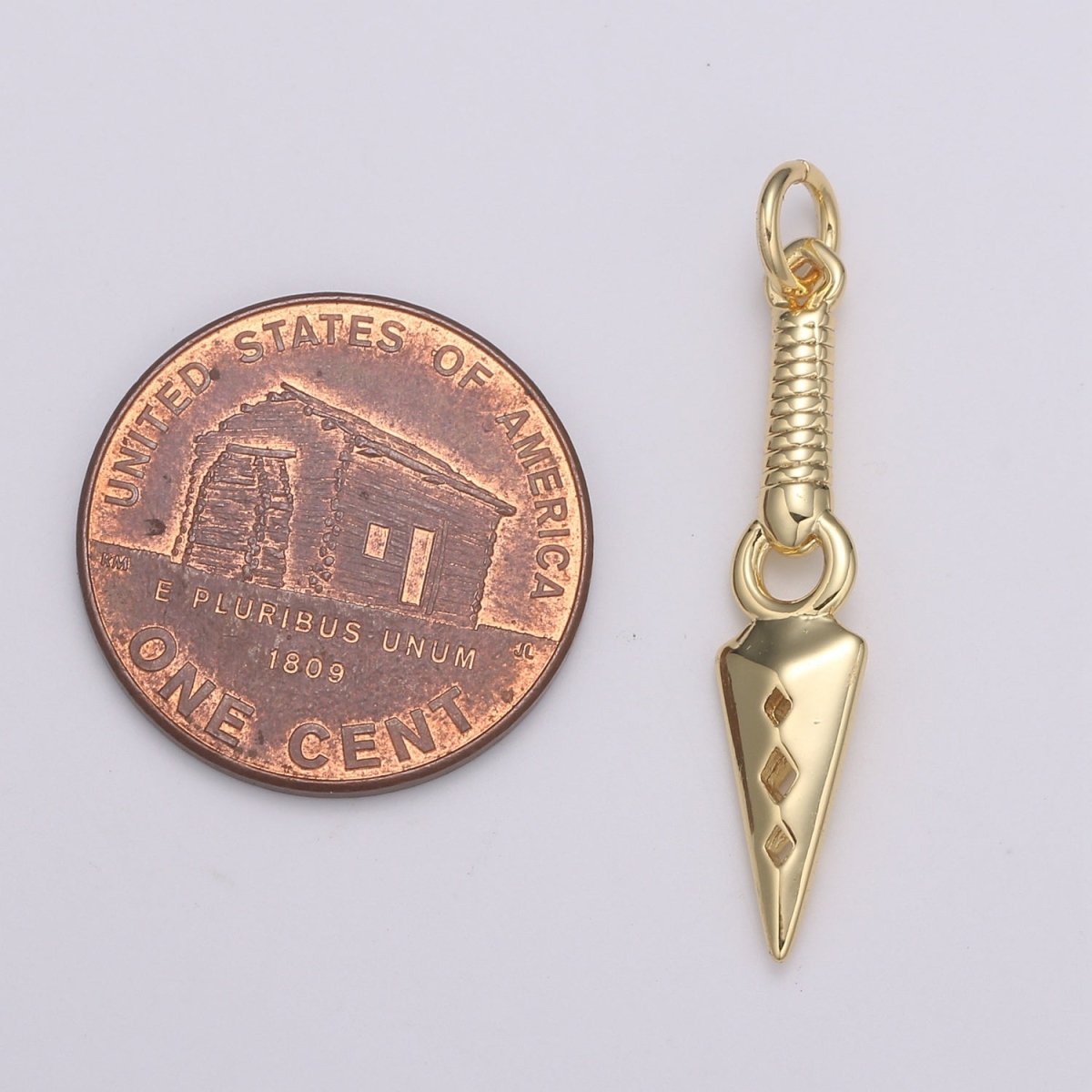 24k Gold Peg Charm, Spear Pendant Charm, Charm, For DIY Jewelry, E-200