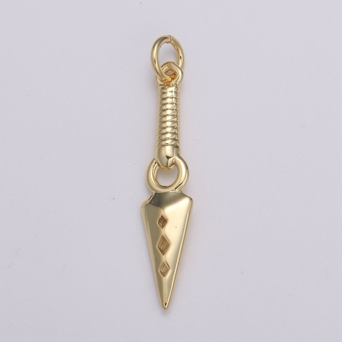 24k Gold Peg Charm, Spear Pendant Charm, Charm, For DIY Jewelry, E-200