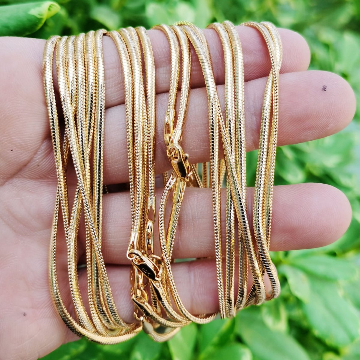 24K Gold Plated 23.3 Inches Omega Necklace 2.3mm in Width w/ Lobster Clasps | CN-798  Clearance Pricing