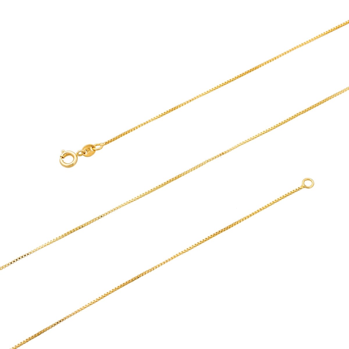 24K Gold Plated Box Chain Necklace, Dainty 1.1 mm Fine Yellow Gold Necklace, Long Finished 23.5 Inches Gold Chain | CN-154  Clearance Pricing