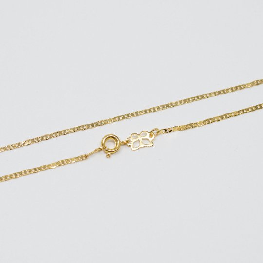 24K Gold Plated Chain Yellow Gold Mariner Necklace Chain 1.5mm 17.7" Necklace w/ Spring Rings | CN-984  Clearance Pricing