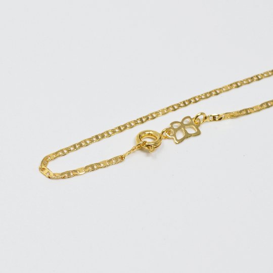 24K Gold Plated Chain Yellow Gold Mariner Necklace Chain 1.5mm 17.7" Necklace w/ Spring Rings | CN-984  Clearance Pricing