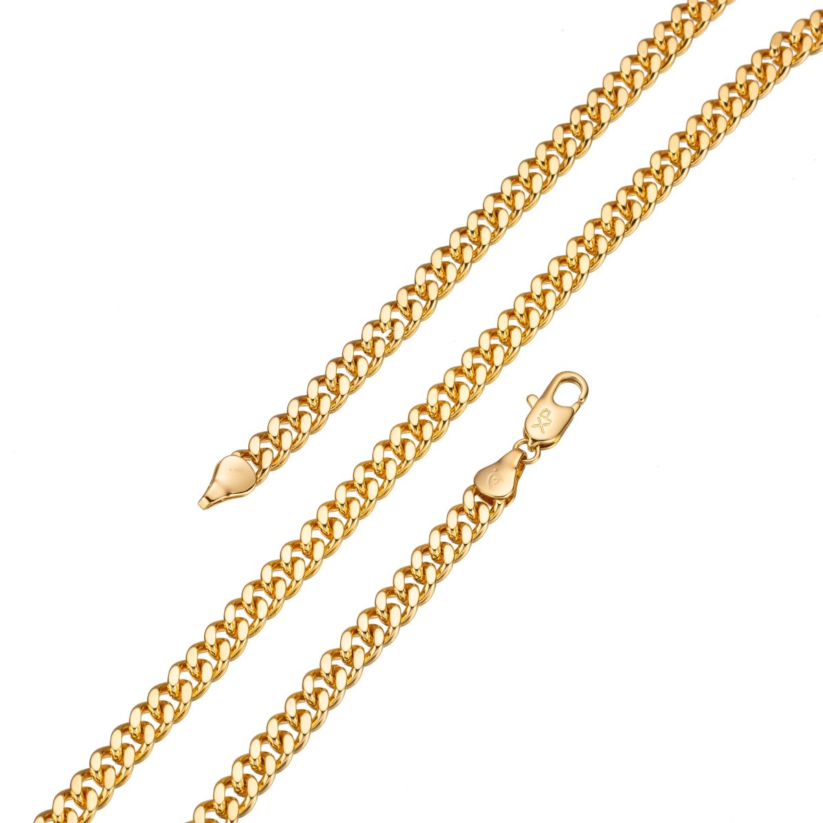 24K Gold Plated Curb Chain Necklace, 19.9 inches Curb Finished Necklace, 2.9mm Width Curb Necklace w/ Lobster Clasps | CN-967  Clearance Pricing