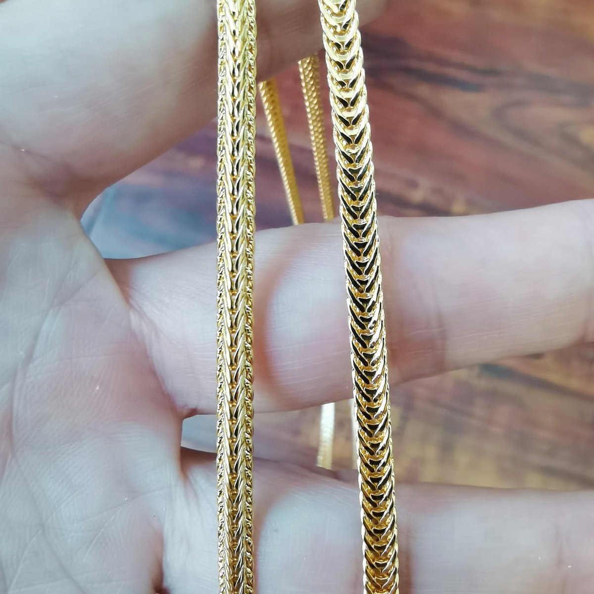 24K Gold Plated Herringbone Snake Star Weave Designed Necklace - 20 inches, 4mm Designed Necklace w/ Lobster Clasps | CN-753  Clearance Pricing