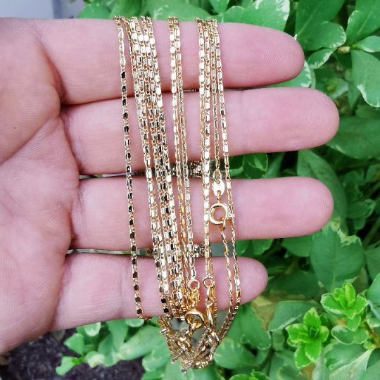 24K Gold Plated Scroll Chain, 17.9" Designed Chain, Dainty 1.5mm Designed Necklace w/ Spring Ring | CN-825  Clearance Pricing