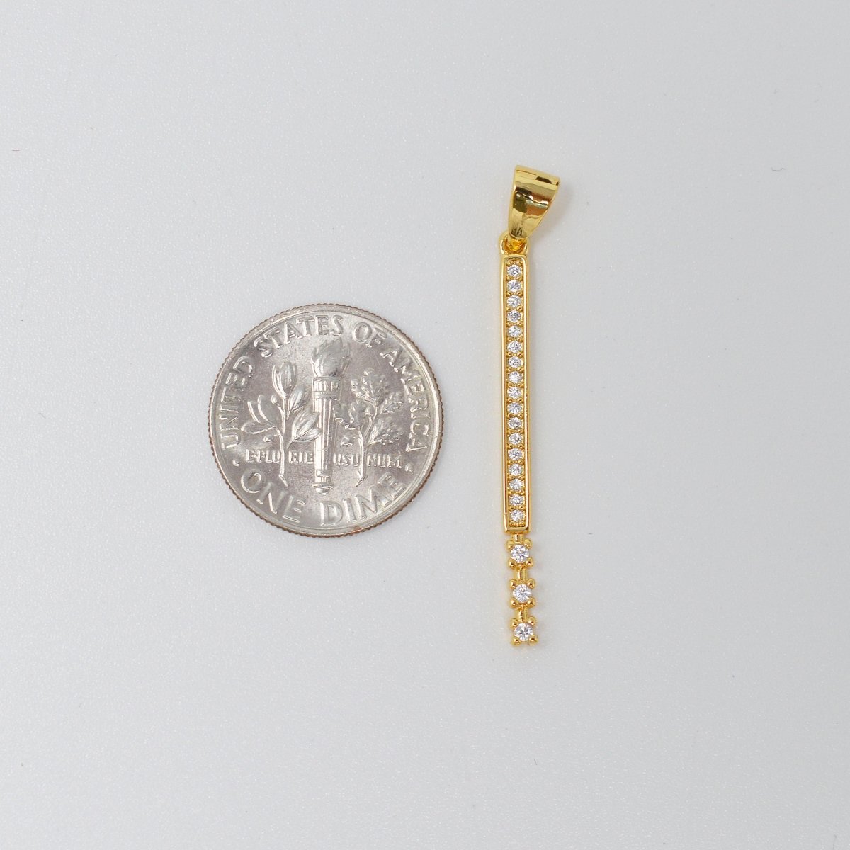 24K Simple Minimalist Long Vertical Line Gold Filled Pendants  J-279