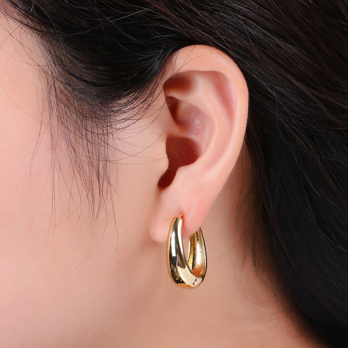 24k Vermeil Gold Earrings, Hoop Earring, Medium Earrings, Simple Gold Plated Jewelry, Everyday Wear Earrings, Fashion Jewelry  P-154