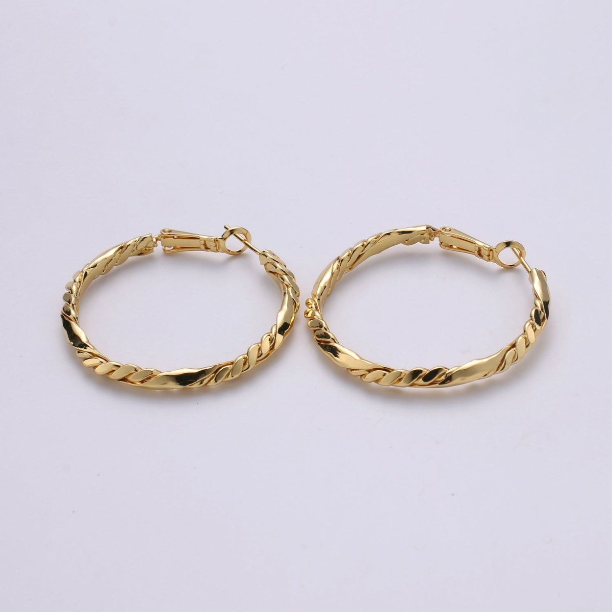 24k Vermeil Gold Earrings, Hoop Earrings, Medium Hoop, Half Twisted Rope Earring, Gift for Her, Earrings for Women, Everyday Wear Earring Q-527