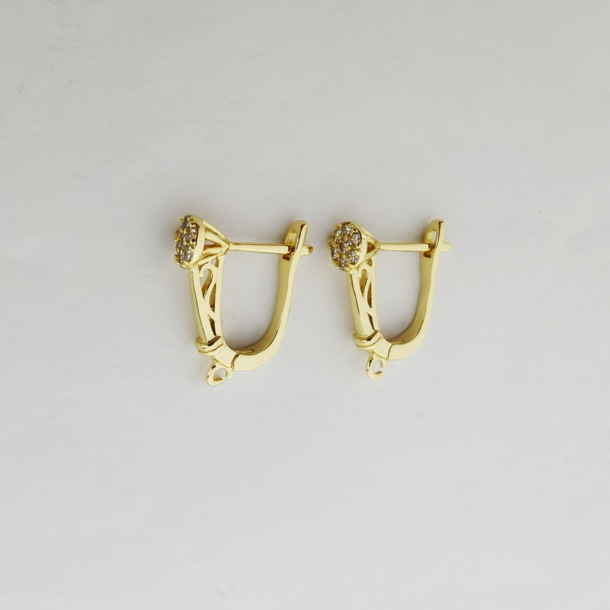 24k Vermeil Gold Earrings, Open Link, Latch Back Earring, Flower Earrings, DIY Earrings, Everyday Wear Earrings, Cubic Zirconia Earrings, K-742