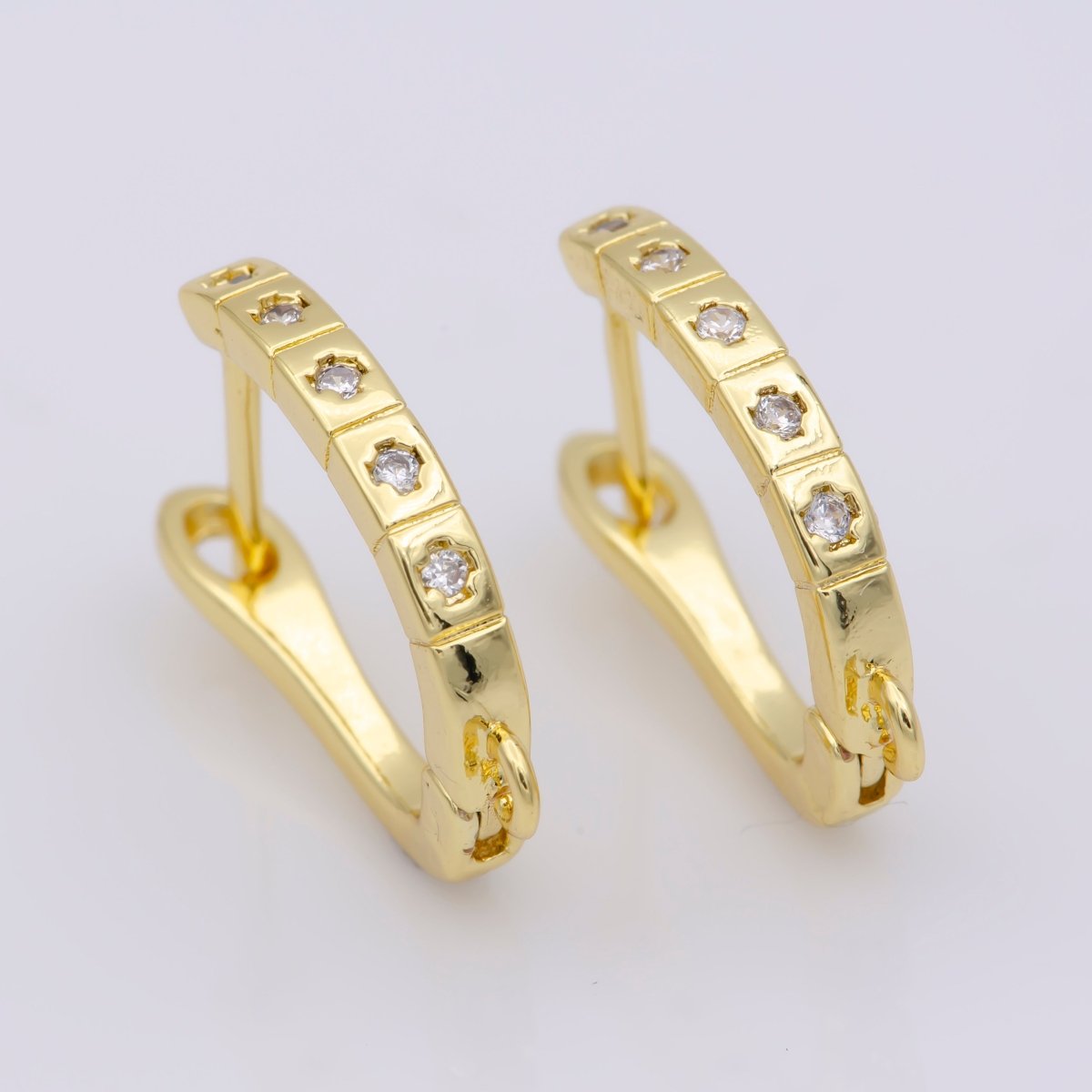 24k Vermeil Gold Earrings, Open Link, Latch Back Earring, Rugged Earrings, Gift for Her, Earrings for Women, Everyday Wear Earrings, K-736