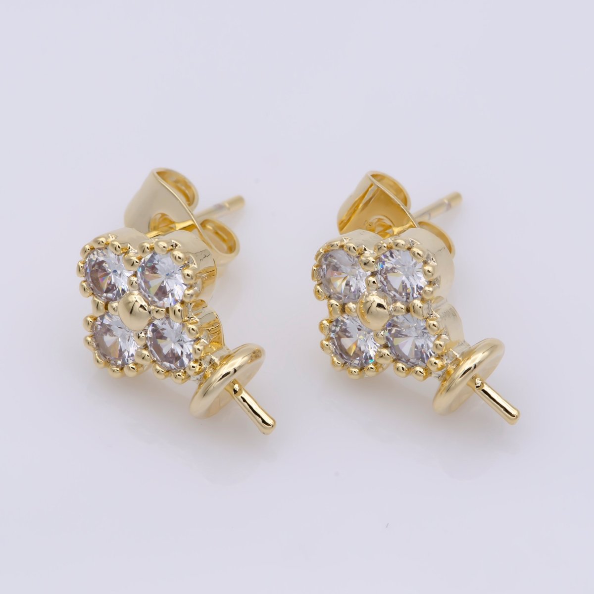 24k Vermeil Gold Earrings, Tiny Stud Earring, Flower Earring, Gift for Her, Earrings for Women, Everyday Wear Earrings, Cubic Zirconia Jewel, K-749