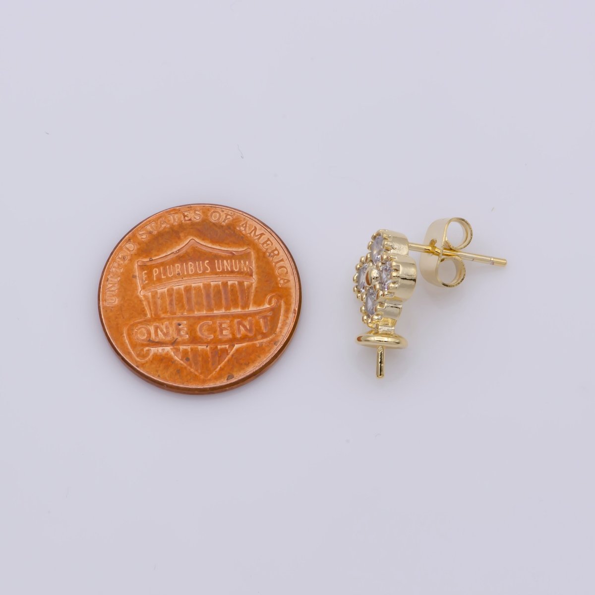 24k Vermeil Gold Earrings, Tiny Stud Earring, Flower Earring, Gift for Her, Earrings for Women, Everyday Wear Earrings, Cubic Zirconia Jewel, K-749