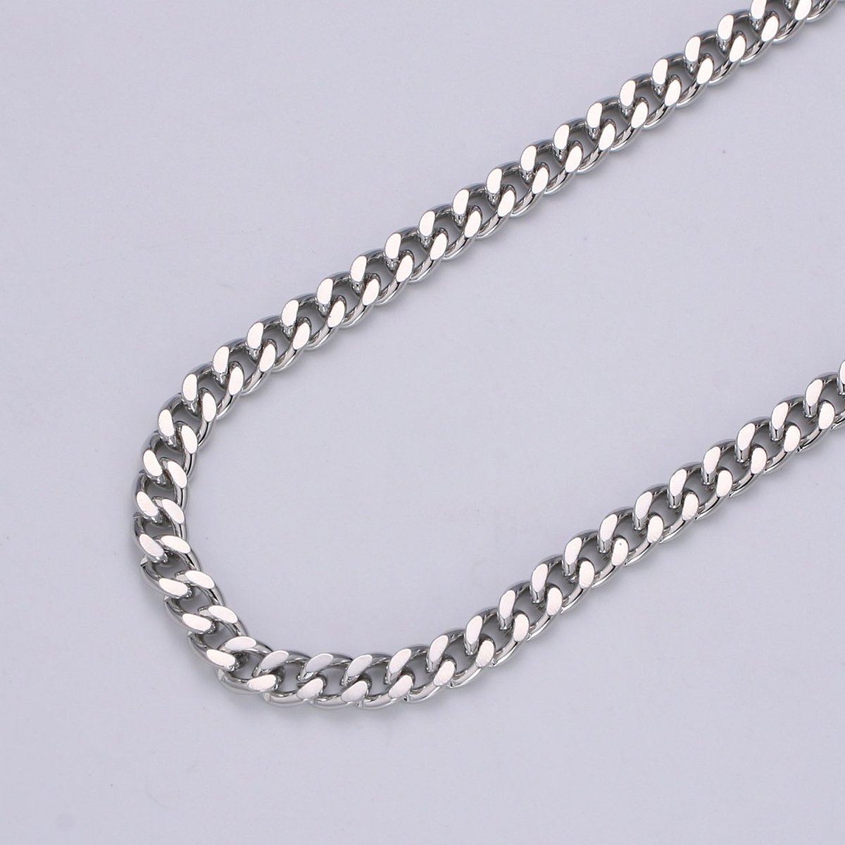 24K White Gold Plated Unfinished Chain Gold Cuban CURB Chain by Yard, Wholesale Bulk Roll Chain For Jewelry Making | ROLL-499, ROLL-500 Clearance Pricing