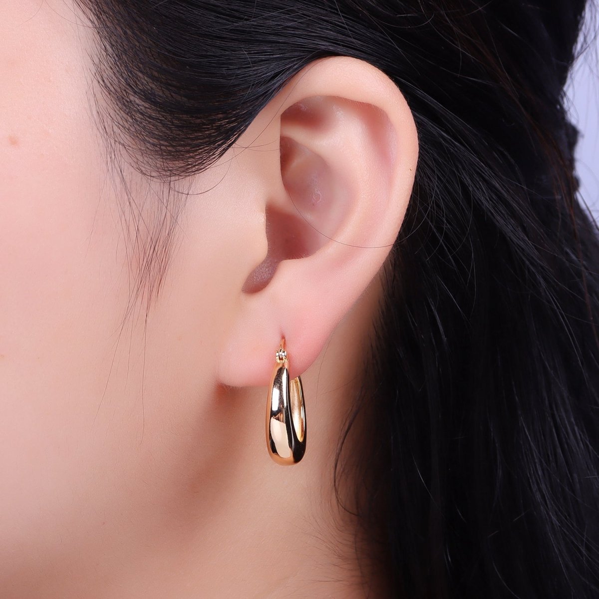 24mm Minimalist Thin Dome French Lock Latch Earrings in Gold & Silver | AB067 AB068